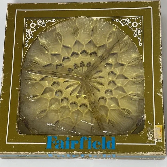 Vintage Fairfield Anchor Hocking 1 divided serving dish 8 3/4" relish  Amber - Picture 8 of 10